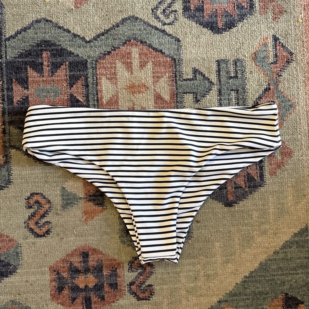Mikoh black & white striped Bikini Bottom